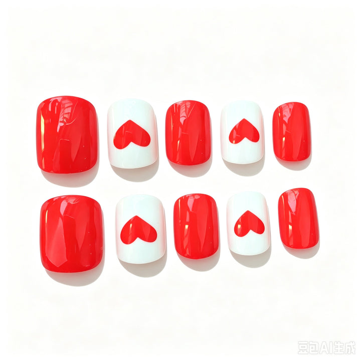 Heart-Themed Press-On Nail Set