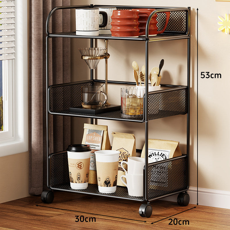 Tiered Metal Mesh Countertop Organizer Shelf with Raised Mesh Sides