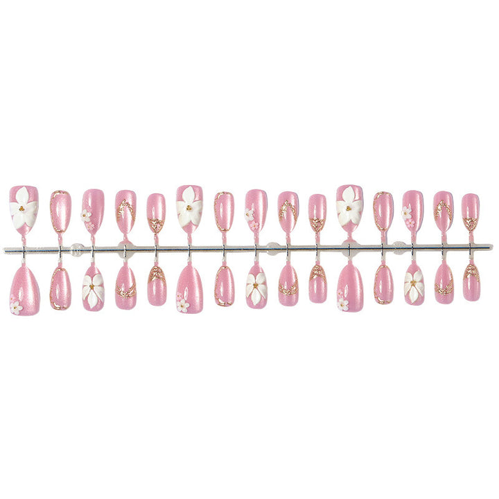 Artificial nail set with elegant 3D flowers and glamorous accents Stornfield