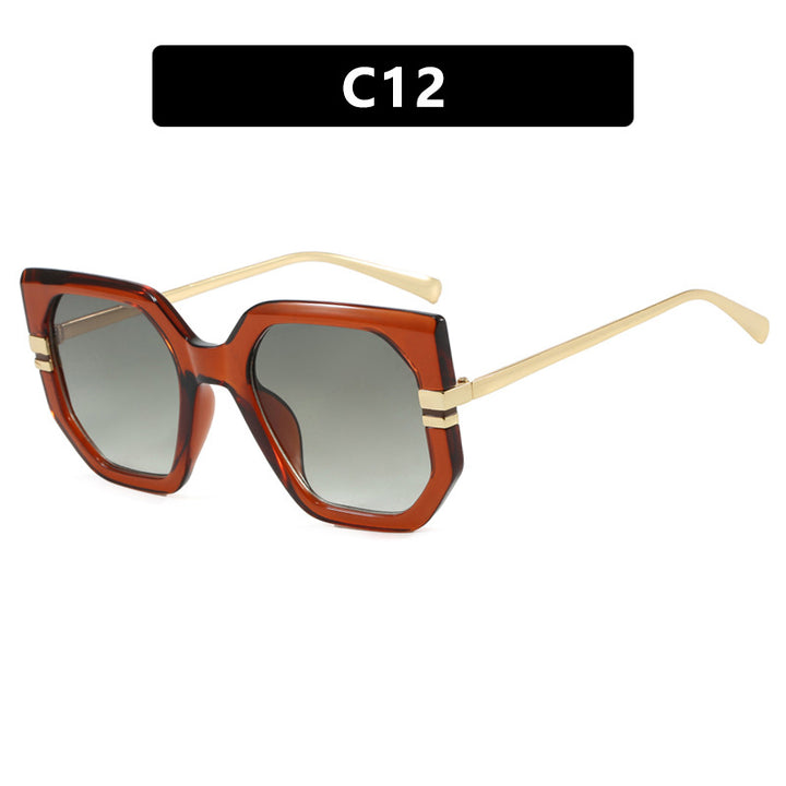 Women's geometric sunglasses with luxurious gold frame and polarized lenses Stornfield