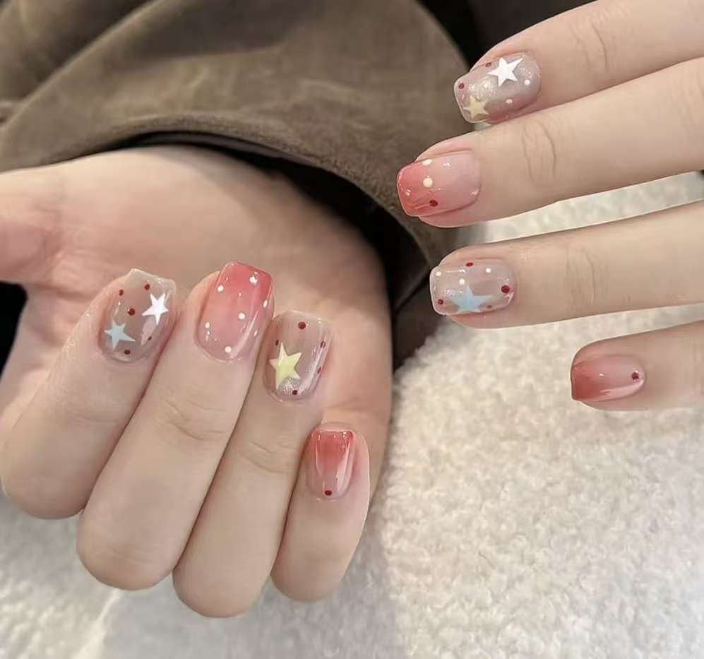 Ombre Stiletto Press-On Nail Art with Gem Accents Stornfield