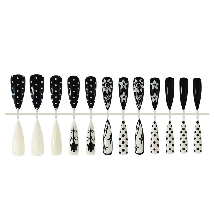 Acrylic Nail Set with Stylish Graphic Patterns Stornfield