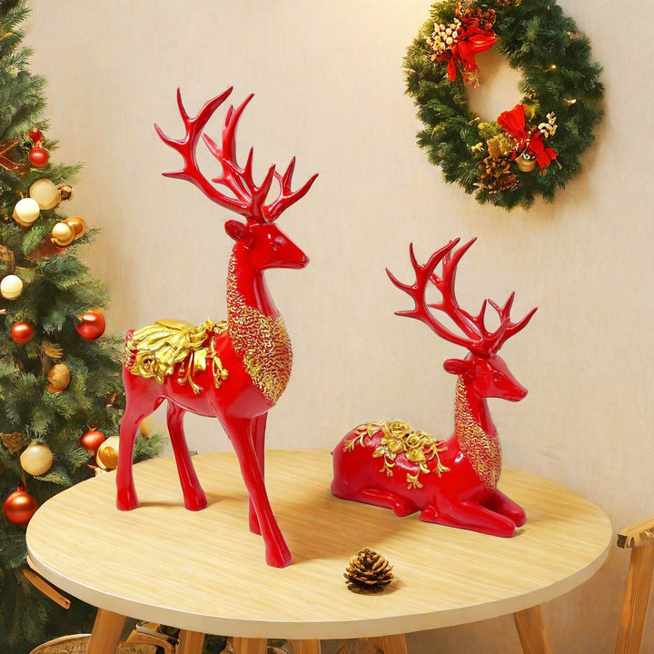 Artful decorative figure of a magnificent deer with floral details Stornfield