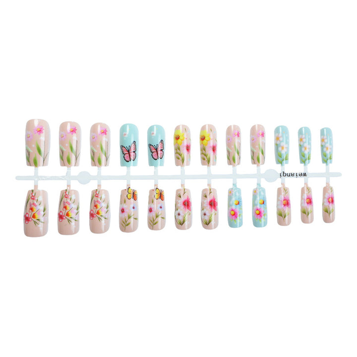 Decorative Press-On Nail Art Set with Floral and Butterfly Designs Stornfield