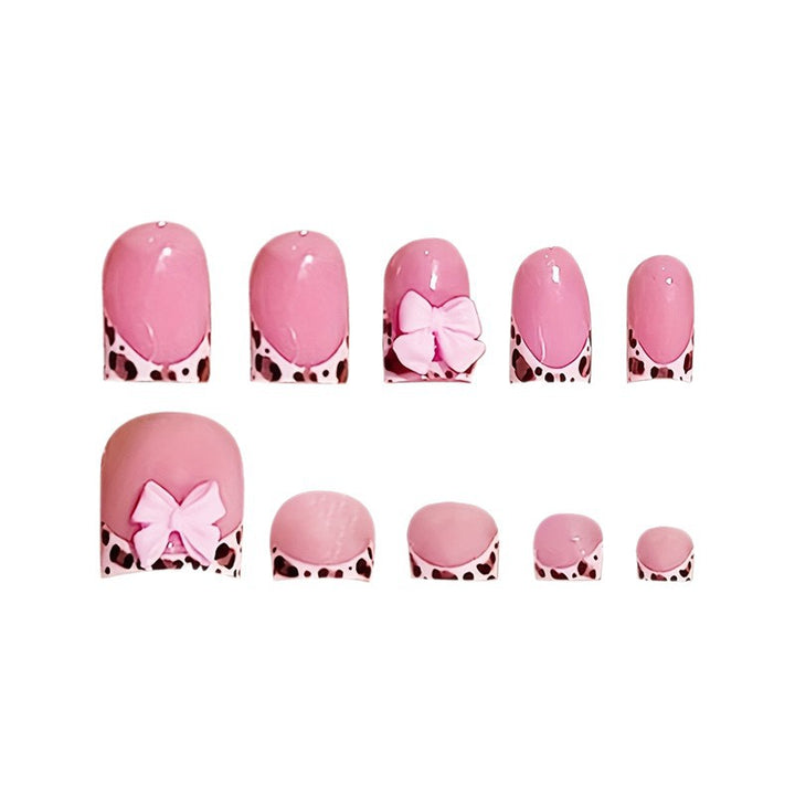 Artistic Press-On Nail Set with Bow Accents Stornfield