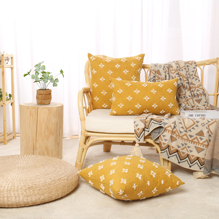 Bohemian Embroidered Square and Lumbar Throw Pillow Cover Set