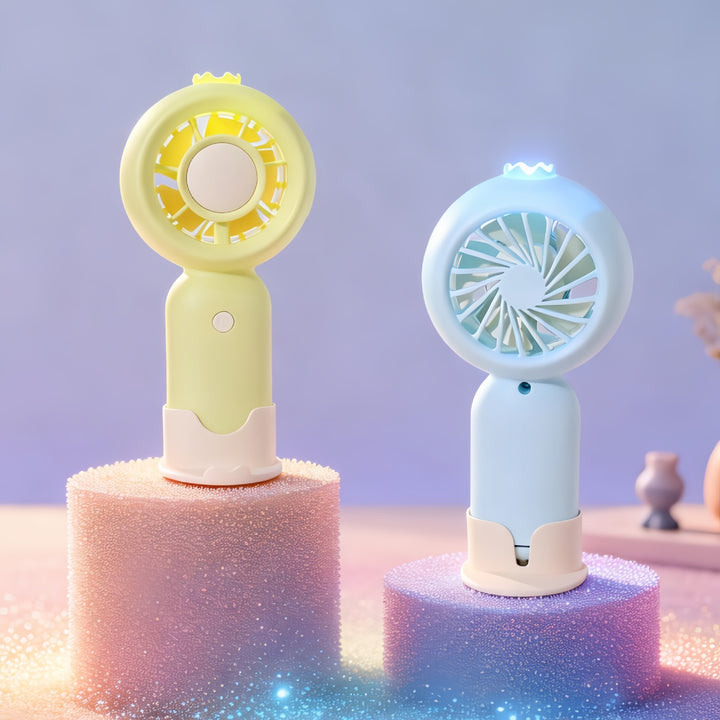 Ladies portable battery-operated fan with LED lighting Stornfield