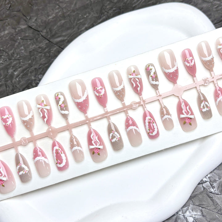 Decorative Floral Press-On Nail Art Set