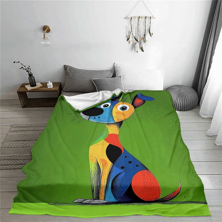 Whimsical Dog-Themed Fleece Blanket