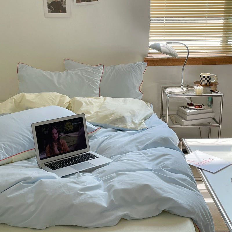 Premium cotton percale bedding set with reversible function and extra soft finish