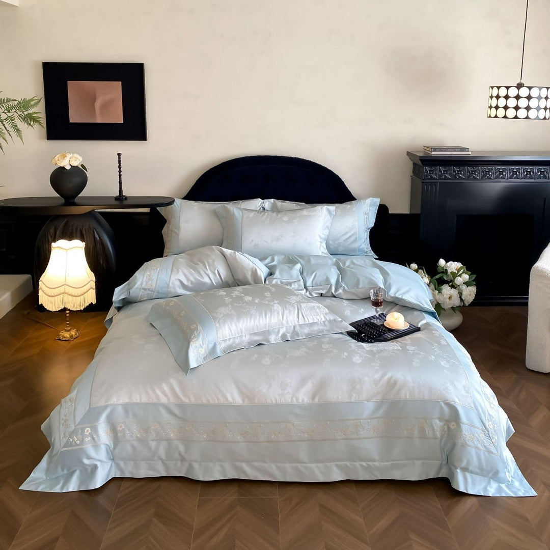 Luxury Satin Jacquard Embroidered Duvet Cover Bedding Set