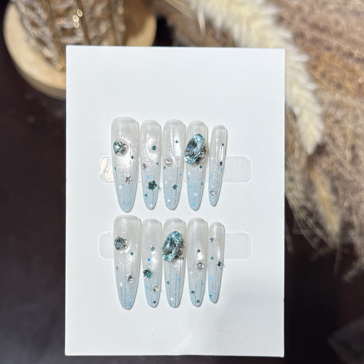 Glamorous Crystal Embellished Press-On Nails Stornfield