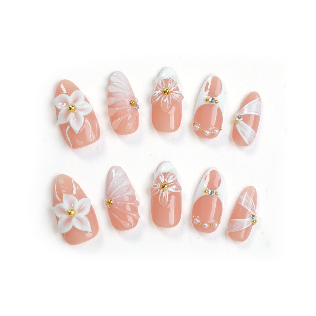 Nail art set with floral decorations and radiant accents Stornfield