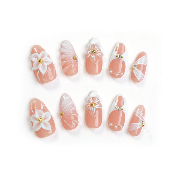 Nail art set with floral decorations and radiant accents Stornfield