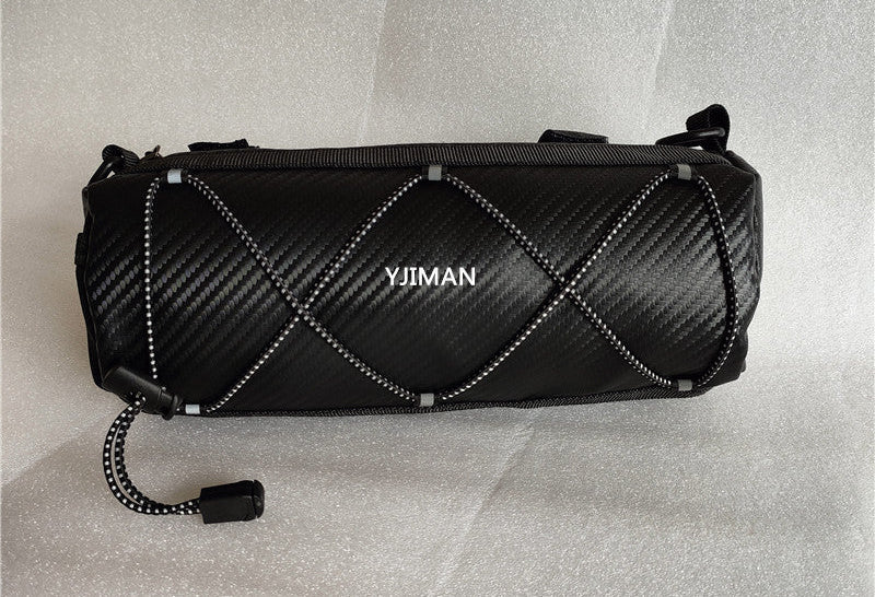 compact medium tubular bicycle handlebar storage bag with reflective bungee and Velcro attachment Stornfield