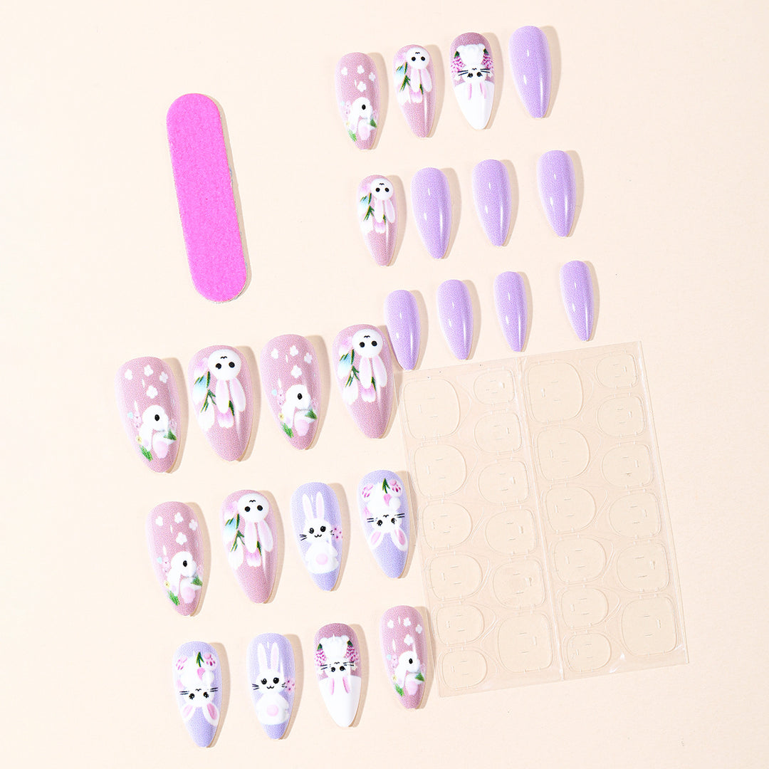 Whimsical Bunny-Themed Nail Art Extensions Stornfield