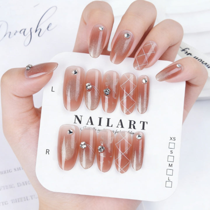 Decorative Crystal-Embellished Press-On Nails Stornfield