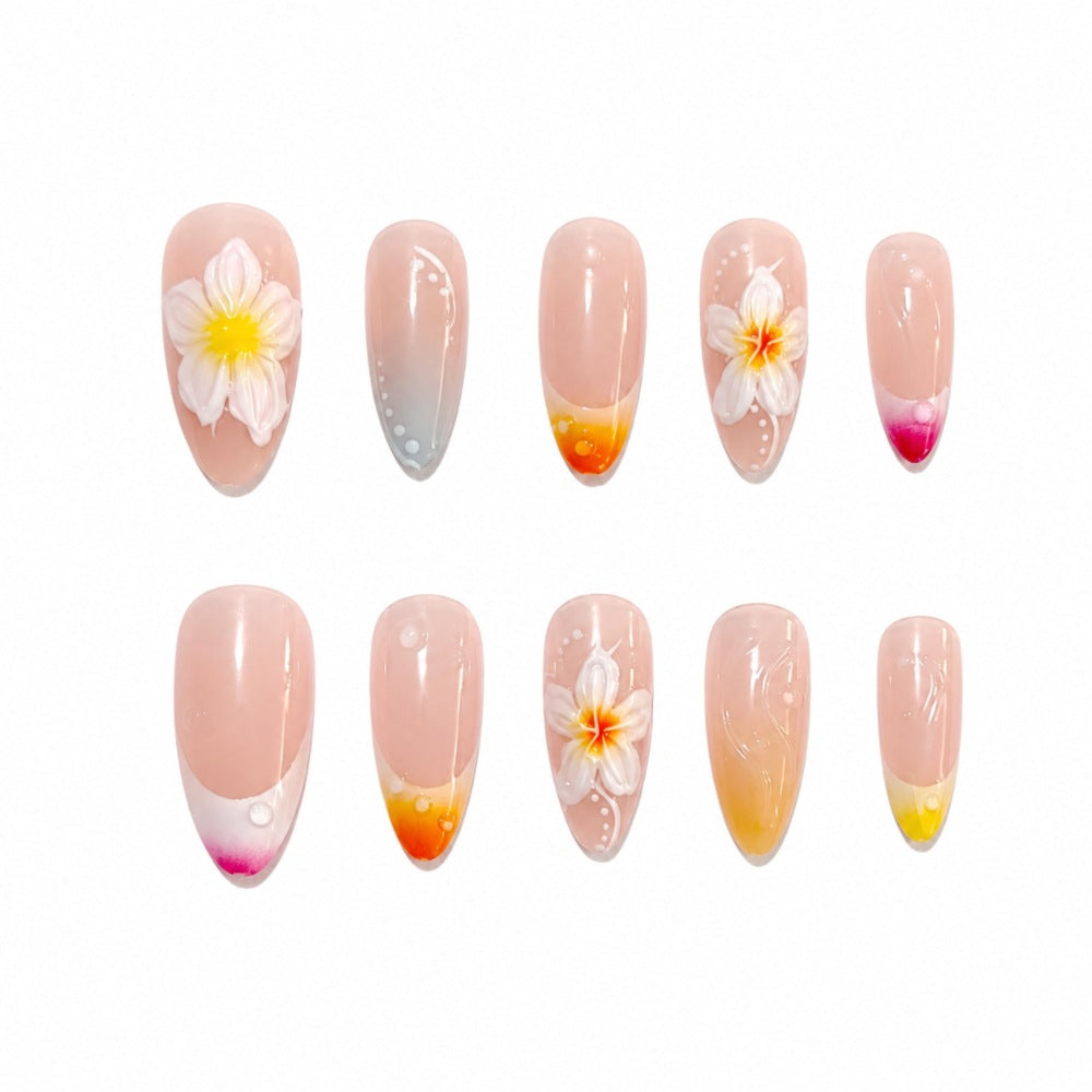 Artificial nails with color accents and floral design Stornfield