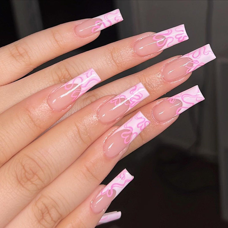 Artistic Long Press-On Nails with Heart Design Stornfield
