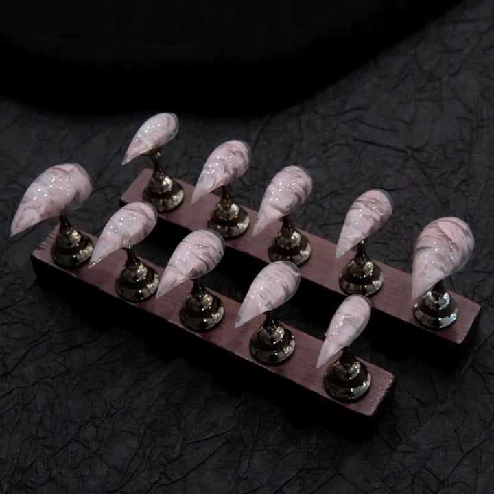 Elegant Stiletto Press-On Nail Set with Artistic Swirl Design