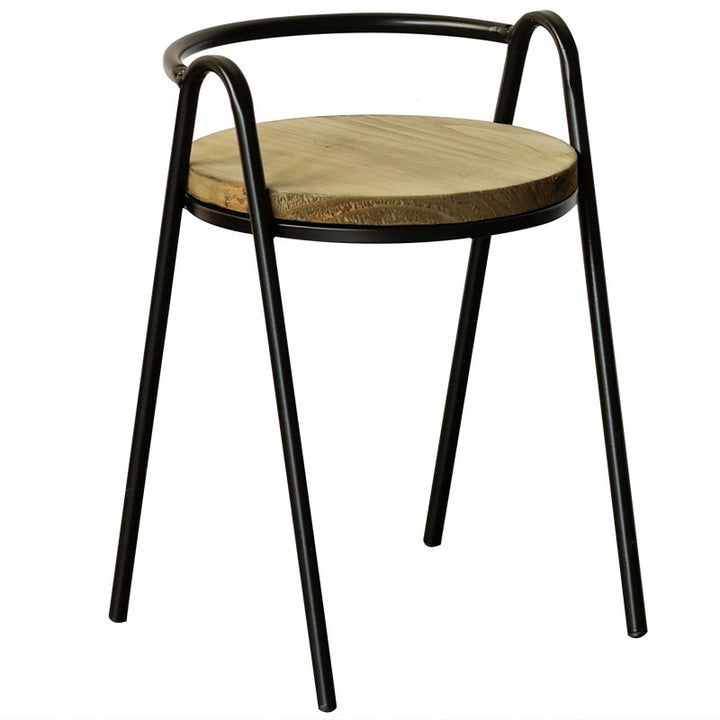 Modern stool with wooden seat and metal frame Stornfield