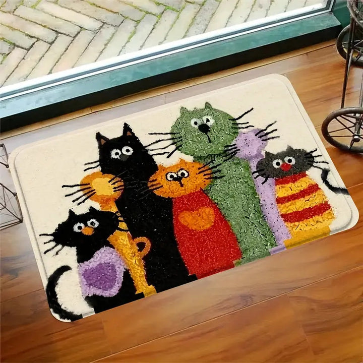 Playful Cat-Themed Indoor Area Mat
