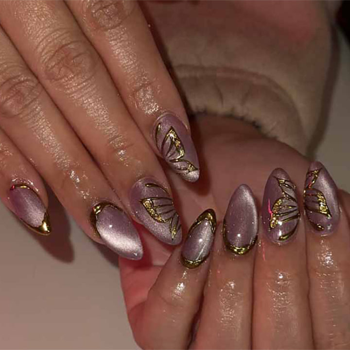 Artful Nail Extensions with Golden Accents Stornfield
