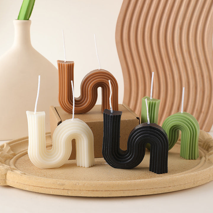 Sculptural Ribbed U-Arch Decorative Soy Wax Candle