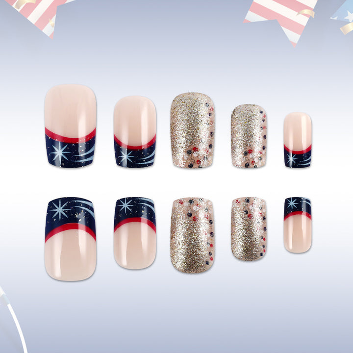 Decorative Press-On Nail Art Set with Glitter Accents Stornfield