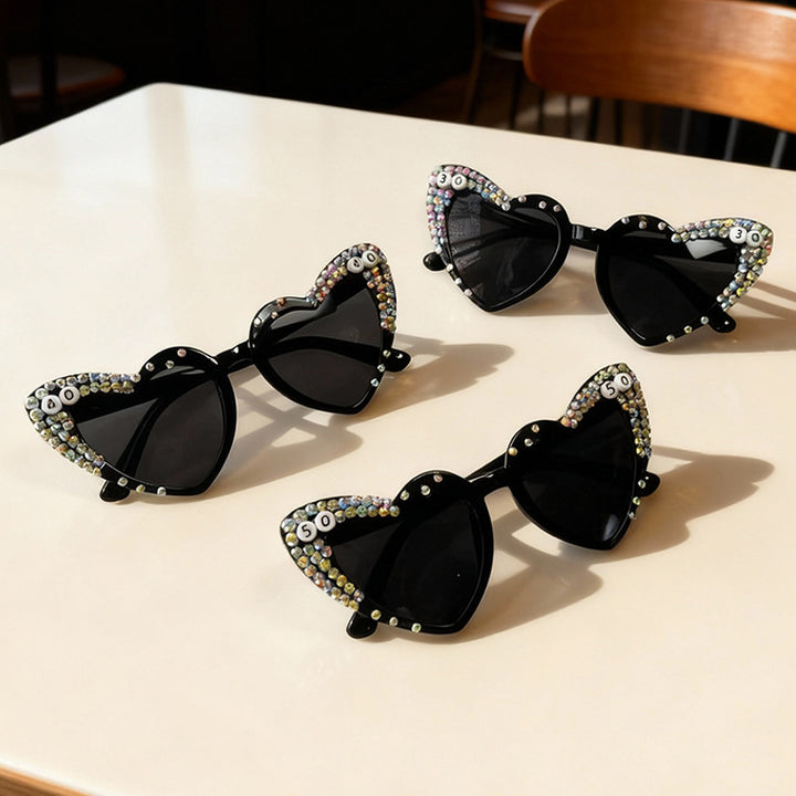 Heart-Shaped Rhinestone-Embellished Sunglasses Stornfield