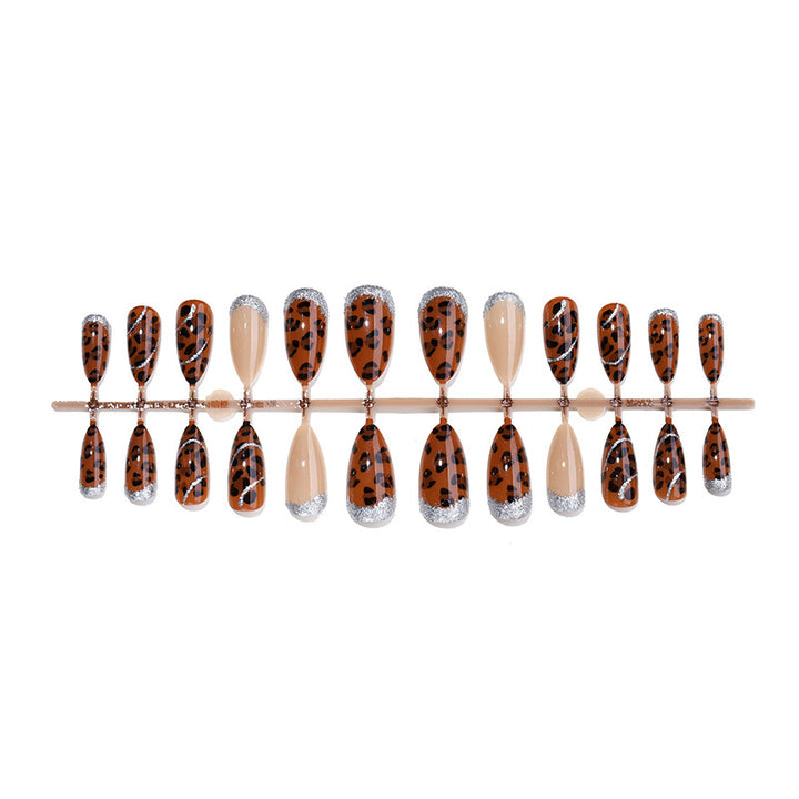 Creative nail art set with glitter and leopard pattern Stornfield