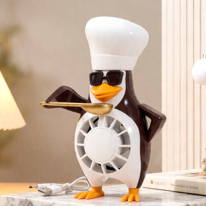 Ladies table fan in modern penguin design Stornfield