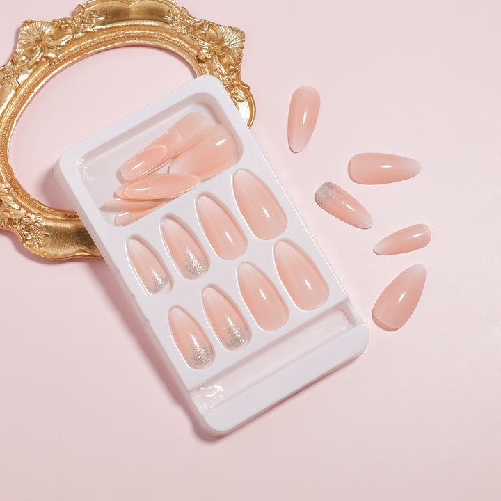 Premium Glossy Almond-Shaped Press-On Nail Tips Set Stornfield