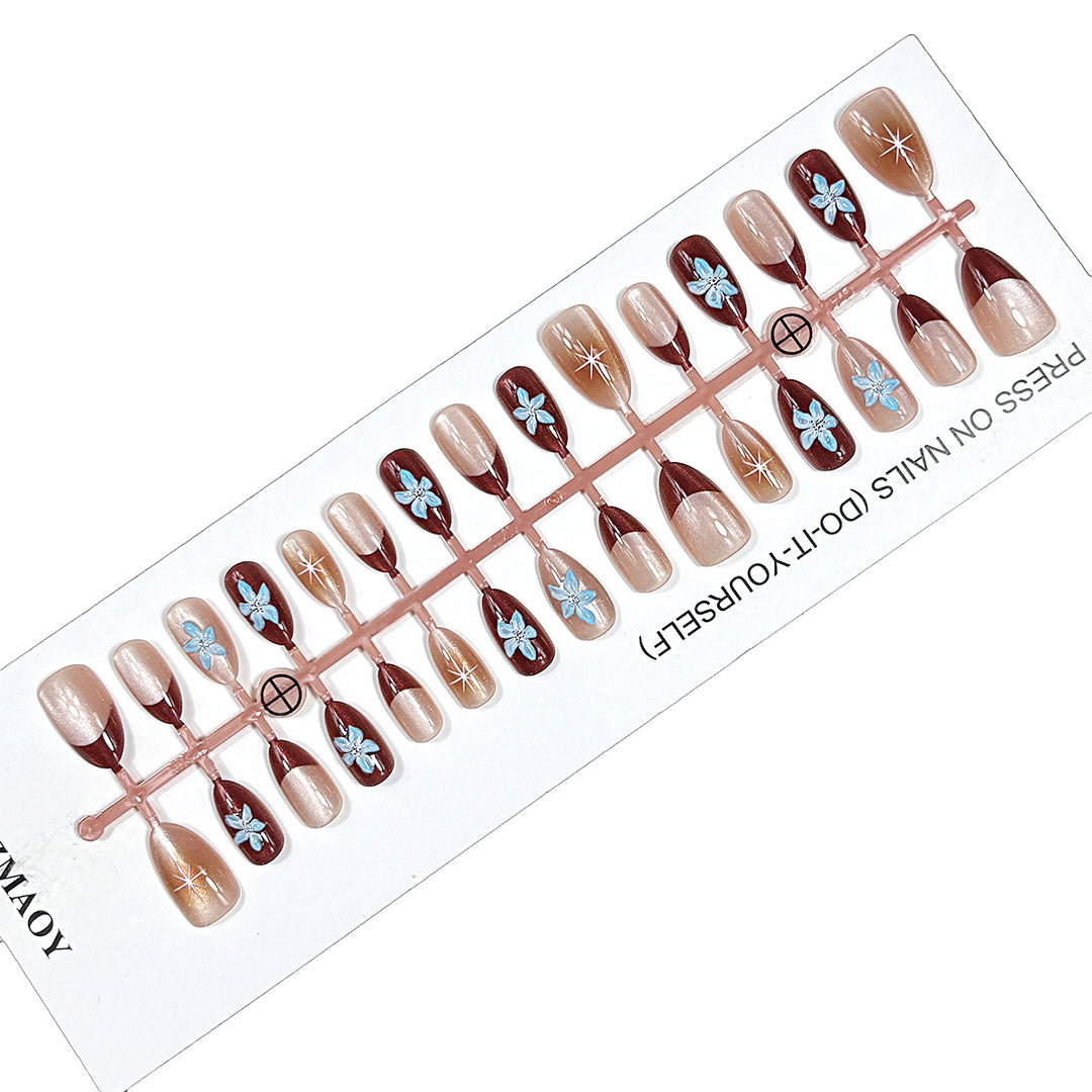 Elegant Floral Press-On Nail Set Stornfield
