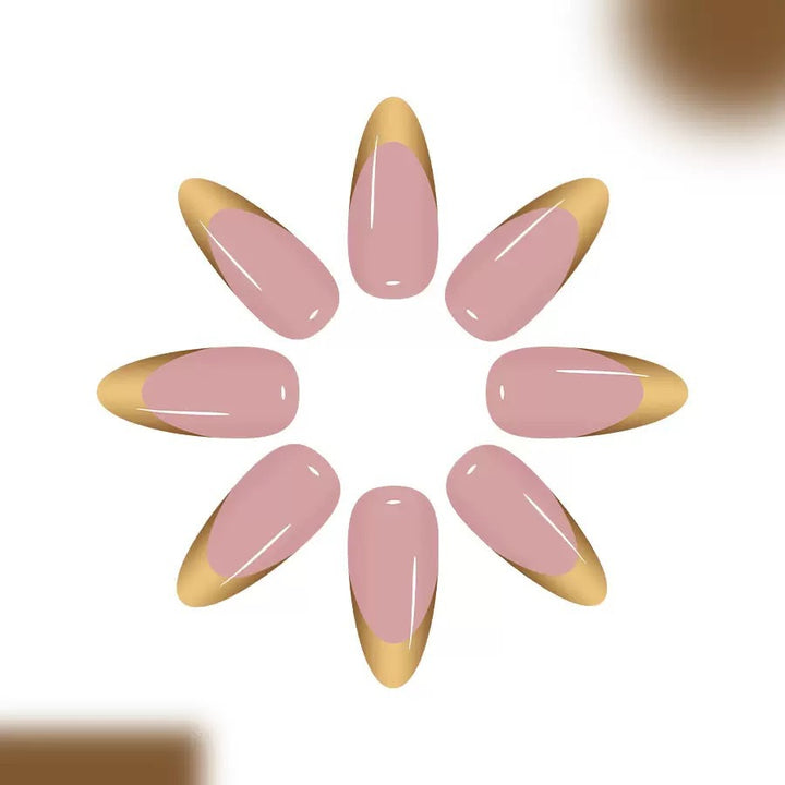 Artificial nail set with elegant gold tip design Stornfield