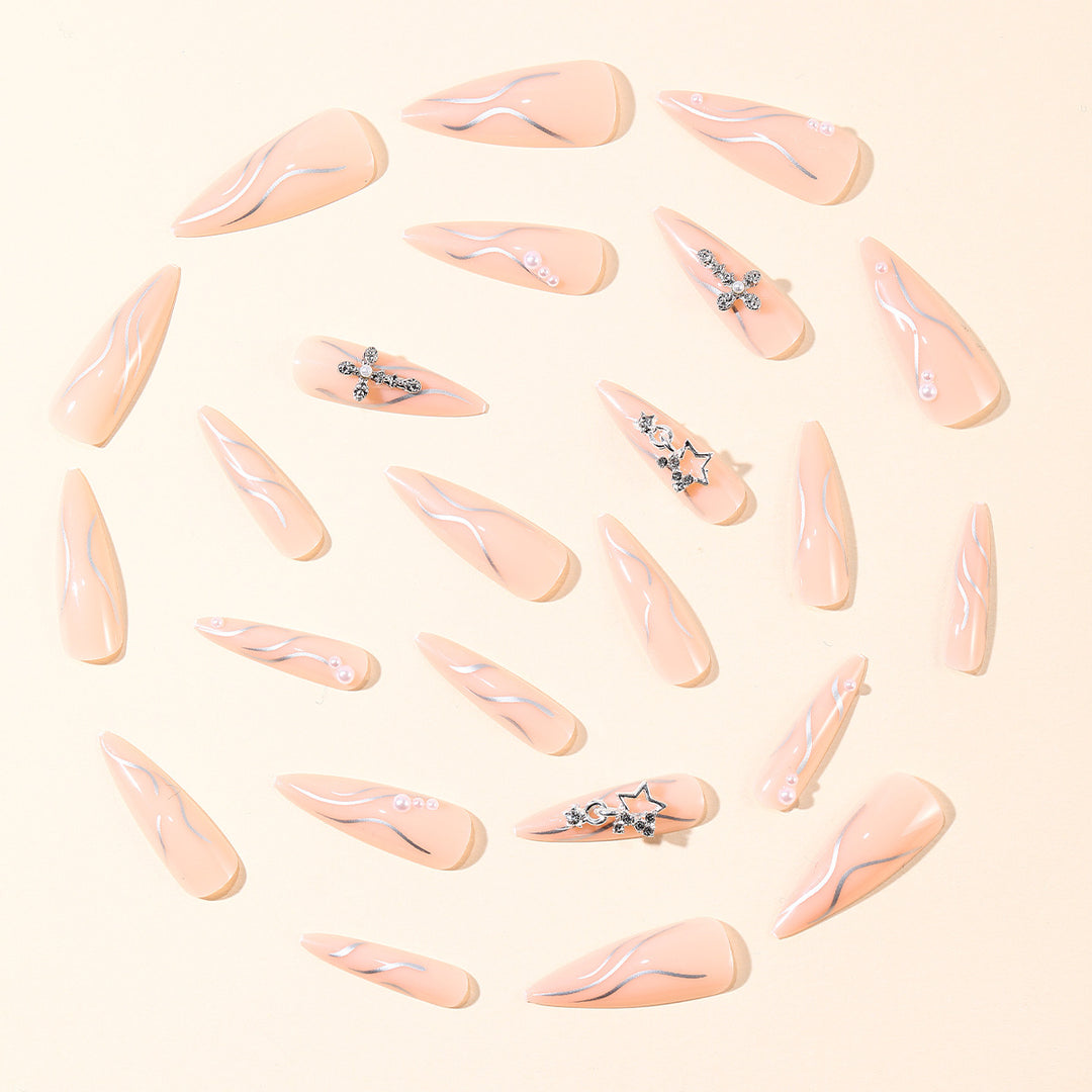 Stiletto Acrylic Nail Art Extensions with Decorative Accents Stornfield