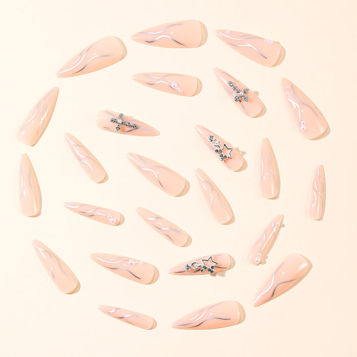 Stiletto Acrylic Nail Art Extensions with Decorative Accents Stornfield