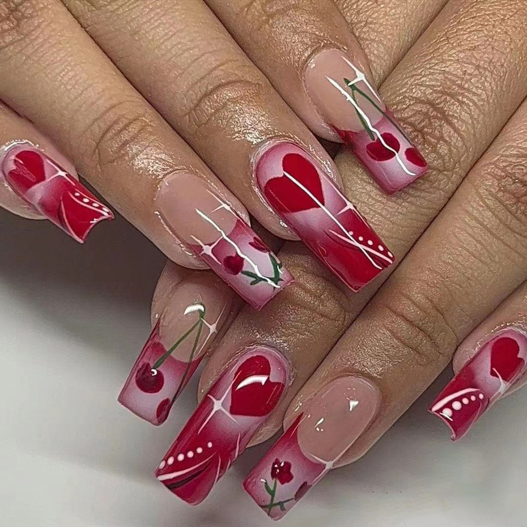 Artificial nails with Romantic Heart Design Stornfield