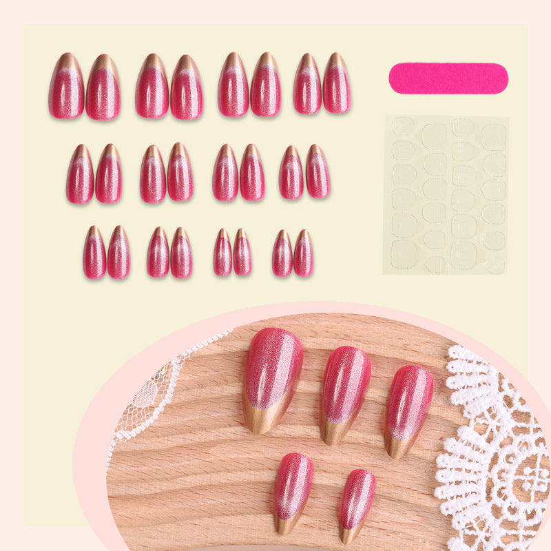 Acrylic nail set with elegant gold tips Stornfield