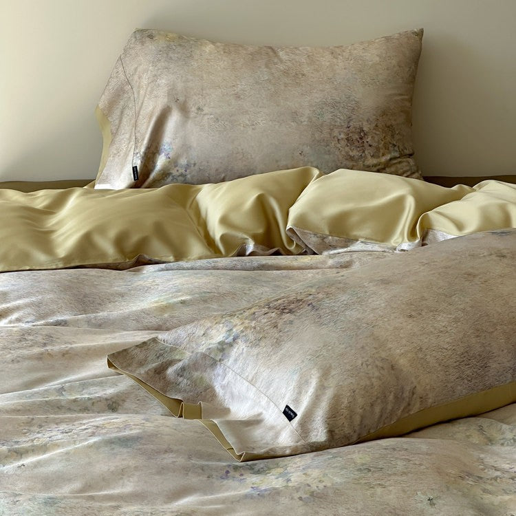Botanical Watercolor Micro-Sateen Reversible Duvet Cover Set with Embroidered Lumbar Pillow