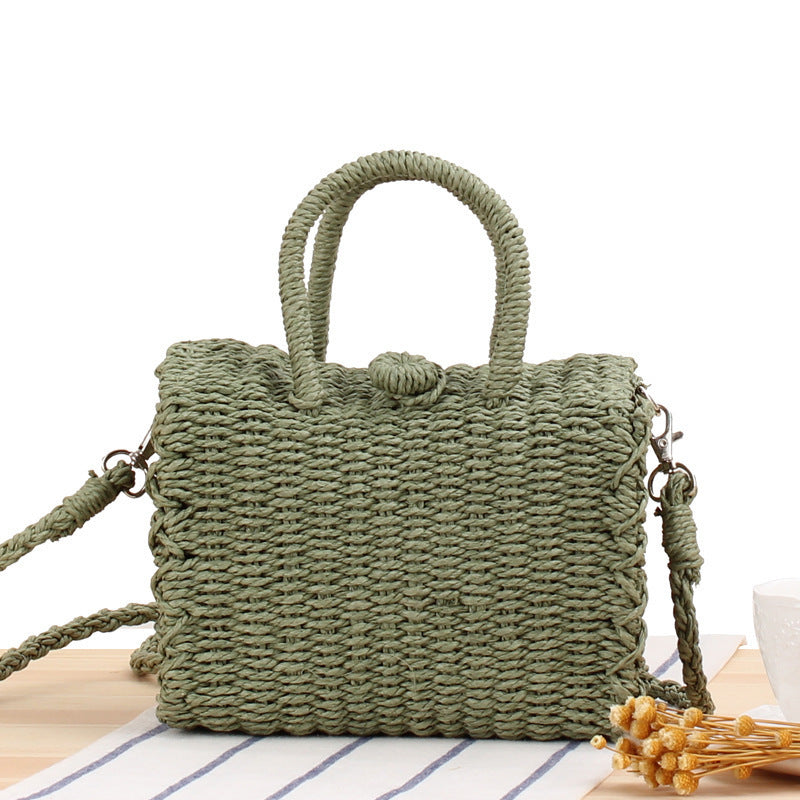 Handbag made of woven natural material with practical shoulder strap Stornfield