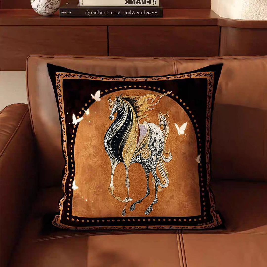 Artistic Horse-Themed Decorative Throw Pillow