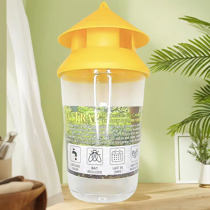 Reusable outdoor insect fly trap with non-toxic bait reservoir and Hanging canopy Stornfield