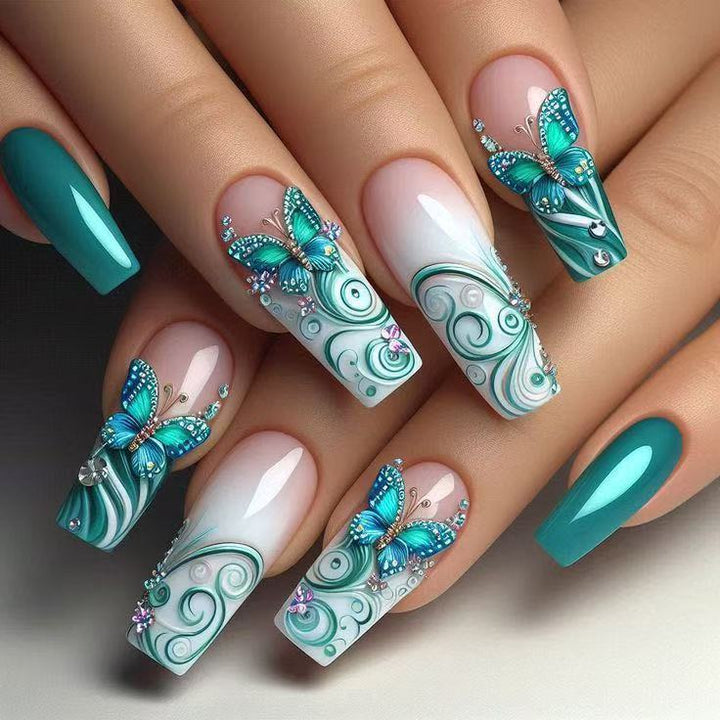 Nail art set with filigree butterfly embellishments Stornfield