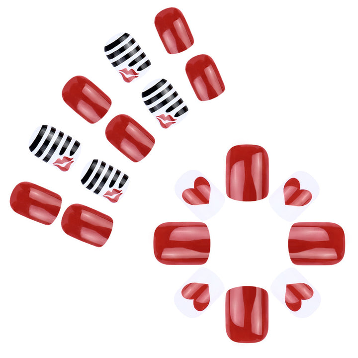 Artistic Heart-Themed Press-On Nail Art Stornfield