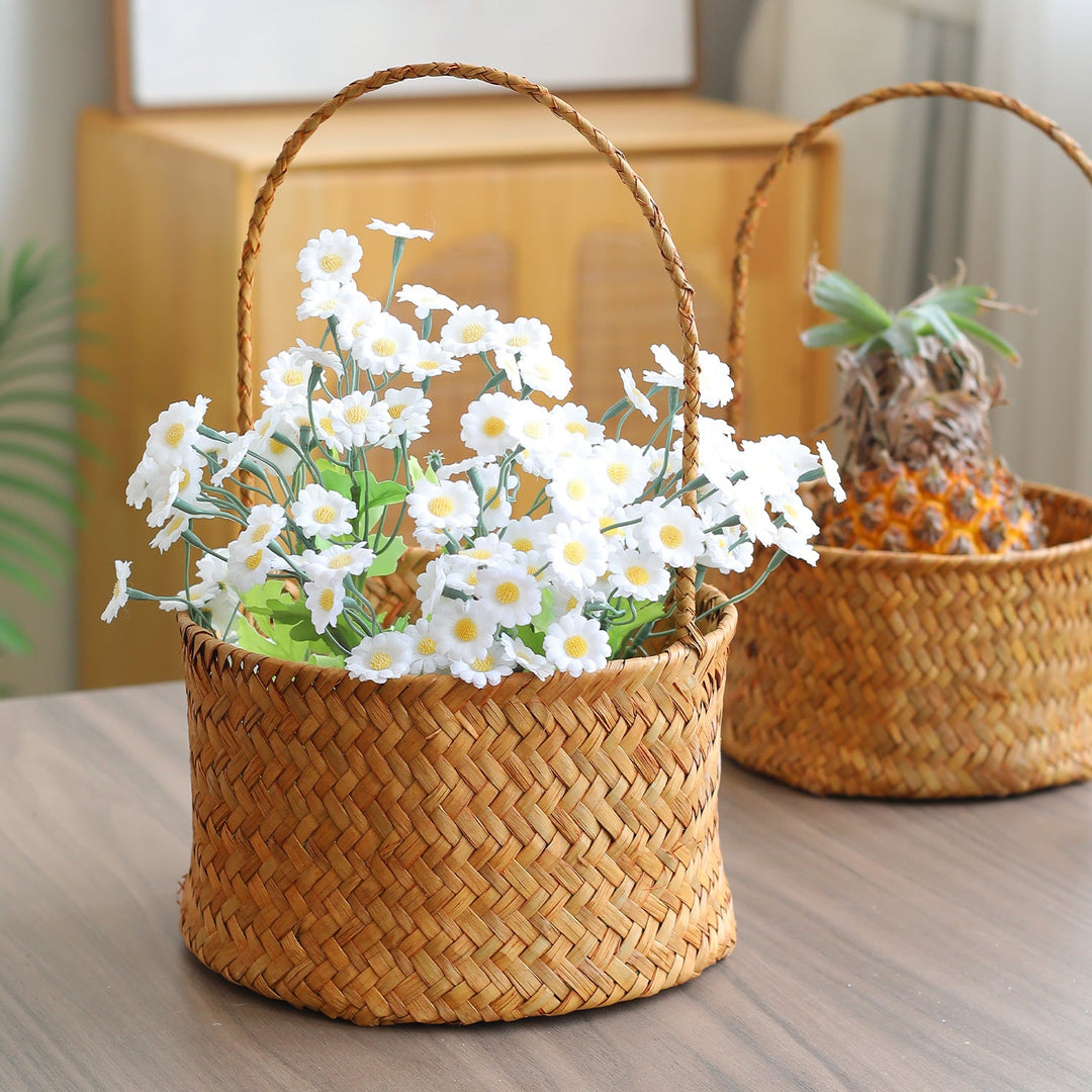 Handwoven Natural Fiber Storage Basket with Double Divider Stornfield