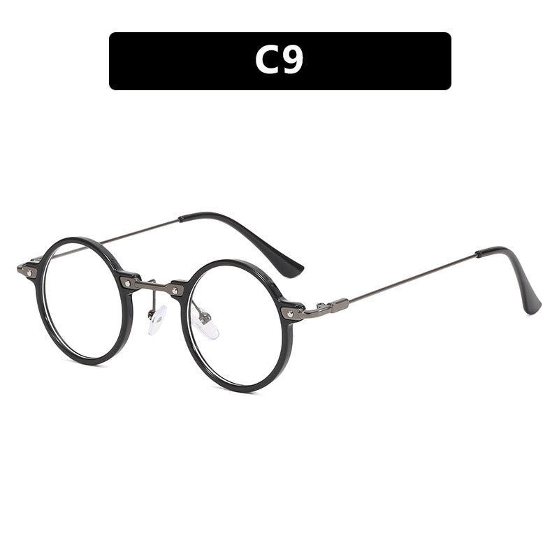 Women's round sunglasses with stylish metal frame and large blue lenses Stornfield