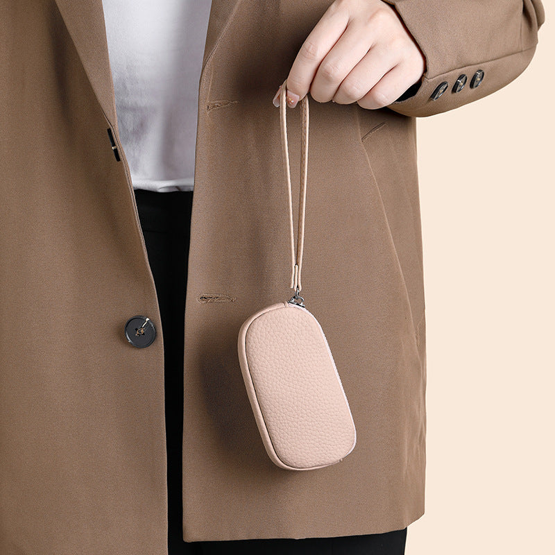 Textured Leather Travel Cosmetic Pouch