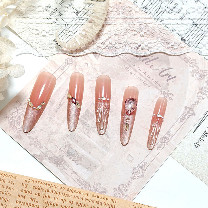 Acrylic nails with glamorous crystal design Stornfield