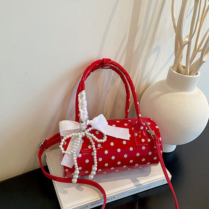 Elegant Pearl-Accent Handheld Purse